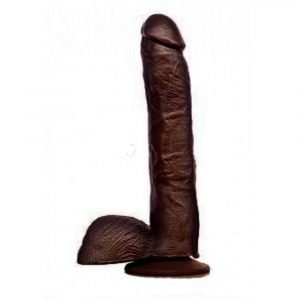 Pênis Black Dildo Grande E Grosso Com Ventosa Cor Chocolate 23x4,5 cm