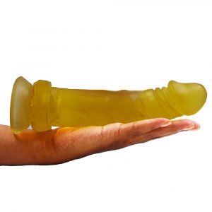 Pênis Dildo Grande Com ventosa Transparente Ouro 21x4 cm - Image 2