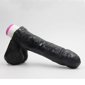 Pênis Dildo Realístico Com Vibração E Escroto Cor Preta 16x4cm