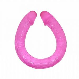 Pênis Dildo Realístico Duplo. Jelly Rosa. 48,5cm x 3,5cm