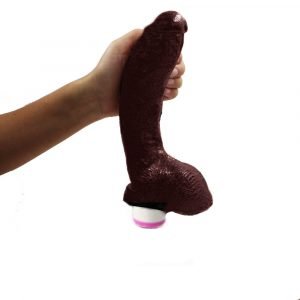 Imagem de mão segurando o Dildo Vibrador Cor Marrom 22cm x 4,7cm Realístico