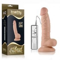 Pênis Realista Com Vibração Real Extreme LOVETOY. Medidas Penetráveis 18cm x 4cm perto da embalagem original