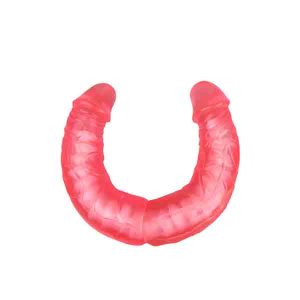 dildo duplo silicone com articulação cor rosa