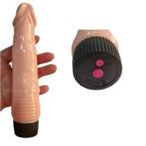 mão feminina demonstrando pênis vibrador recarregável